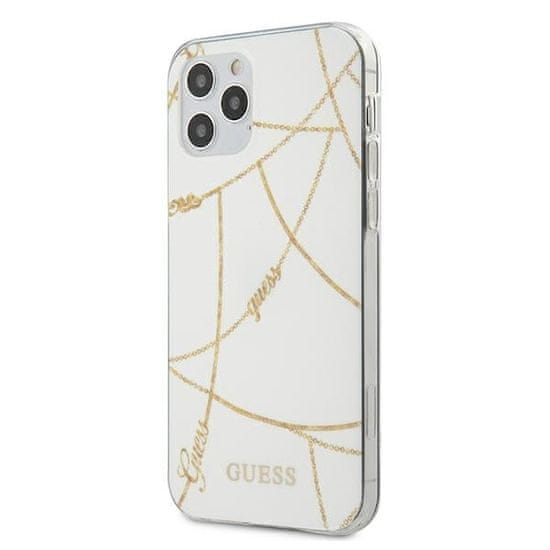 Guess GUESS GUHCP12LPCUCHWH IPHONE 12 PRO MAX 6,7" BÍLO/BÍLÉ PEVNÉ POUZDRO GOLD CHAIN COLLECTION