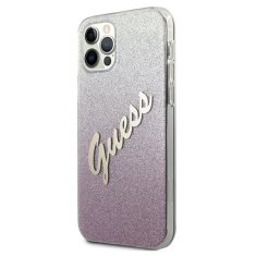 Guess GUESS GUHCP12MPCUGLSPI IPHONE 12/12 PRO 6,1" RŮŽOVÉ/RŮŽOVÉ PEVNÉ POUZDRO GLITTER GRADIENT SCRIPT