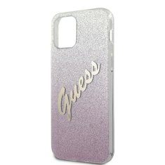 Guess GUESS GUHCP12MPCUGLSPI IPHONE 12/12 PRO 6,1" RŮŽOVÉ/RŮŽOVÉ PEVNÉ POUZDRO GLITTER GRADIENT SCRIPT