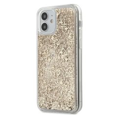 Guess GUESS GUHCP12SLG4GSLG IPHONE 12 MINI 5,4" ZLATÝ/ZLATÝ PEVNÝ OBAL 4G LIQUID GLITTER