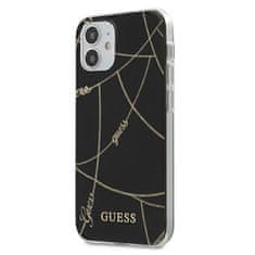 Guess GUESS GUHCP12SPCUCHBK IPHONE 12 MINI 5,4" ČERNO/ČERNÉ PEVNÉ POUZDRO GOLD CHAIN COLLECTION