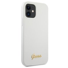 Guess GUESS GUHCP12SLSLMGWH IPHONE 12 MINI 5,4" BÍLÝ/BÍLÝ PEVNÝ OBAL METAL LOGO SCRIPT