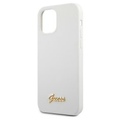 Guess GUESS GUHCP12SLSLMGWH IPHONE 12 MINI 5,4" BÍLÝ/BÍLÝ PEVNÝ OBAL METAL LOGO SCRIPT