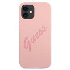 Guess GUESS GUHCP12SLSVSPI IPHONE 12 MINI 5,4" RŮŽOVÉ/RŮŽOVÉ PEVNÉ POUZDRO SCRIPT VINTAGE