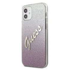 Guess GUESS GUHCP12SPCUGLSPI IPHONE 12 MINI 5,4" RŮŽOVÉ/RŮŽOVÉ PEVNÉ POUZDRO GLITTER GRADIENT SCRIPT