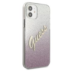 Guess GUESS GUHCP12SPCUGLSPI IPHONE 12 MINI 5,4" RŮŽOVÉ/RŮŽOVÉ PEVNÉ POUZDRO GLITTER GRADIENT SCRIPT