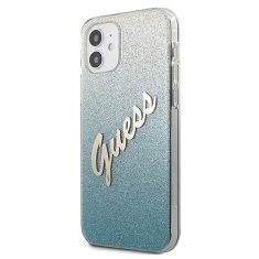 Guess GUESS GUHCP12SPCUGLSBL IPHONE 12 MINI 5,4" MODRO/MODRÉ PEVNÉ POUZDRO GLITTER GRADIENT SCRIPT