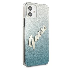 Guess GUESS GUHCP12SPCUGLSBL IPHONE 12 MINI 5,4" MODRO/MODRÉ PEVNÉ POUZDRO GLITTER GRADIENT SCRIPT