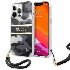 Guess GUESS GUHCP13LKCABBK IPHONE 13 PRO / 13 6,1" ČERNO/ČERNÉ PEVNÉ POUZDRO CAMO STRAP COLLECTION