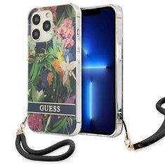 Guess GUESS GUHCP13XHFLSB IPHONE 13 PRO MAX 6,7" MODRO/MODRÉ PEVNÉ POUZDRO FLOWER STRAP