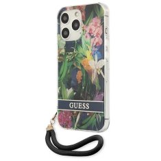 Guess GUESS GUHCP13XHFLSB IPHONE 13 PRO MAX 6,7" MODRO/MODRÉ PEVNÉ POUZDRO FLOWER STRAP