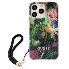 Guess GUESS GUHCP13XHFLSB IPHONE 13 PRO MAX 6,7" MODRO/MODRÉ PEVNÉ POUZDRO FLOWER STRAP