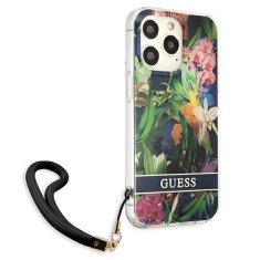 Guess GUESS GUHCP13XHFLSB IPHONE 13 PRO MAX 6,7" MODRO/MODRÉ PEVNÉ POUZDRO FLOWER STRAP