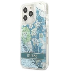 Guess GUESS GUHCP13LLFLSN IPHONE 13 PRO / 13 6,1" ZELENÝ/ZELENÝ PEVNÝ OBAL FLOWER LIQUID GLITTER