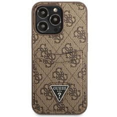 Guess GUESS GUHCP13LP4TPW IPHONE 13 PRO / 13 6,1" HNĚDÝ/HNĚDÝ PEVNÝ OBAL 4G SLOT NA KARTY S TROJÚHELNÍKEM