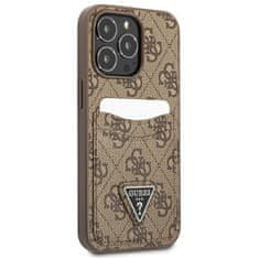 Guess GUESS GUHCP13LP4TPW IPHONE 13 PRO / 13 6,1" HNĚDÝ/HNĚDÝ PEVNÝ OBAL 4G SLOT NA KARTY S TROJÚHELNÍKEM