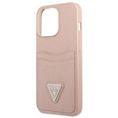 Guess GUESS GUHCP13LPSATPP IPHONE 13 PRO / 13 6,1" RŮŽOVÝ/RŮŽOVÝ PEVNÝ OBAL SAFFIANOTRIANGLE LOGO CARDSLOT