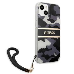 Guess GUESS GUHCP13SKCABBK IPHONE 13 MINI 5,4" ČERNO/ČERNÉ PEVNÉ POUZDRO CAMO STRAP COLLECTION