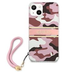 Guess GUESS GUHCP13MKCABPI IPHONE 13 / 14 / 15 6,1" RŮŽOVÉ/RŮŽOVÉ PEVNÉ POUZDRO CAMO STRAP COLLECTION