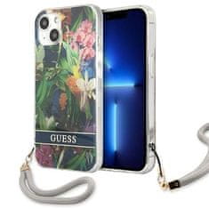 Guess GUESS GUHCP13MHFLSB IPHONE 13 / 14 / 15 6,1" MODRO/MODRÉ PEVNÉ POUZDRO FLOWER STRAP