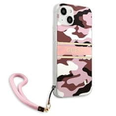 Guess GUESS GUHCP13MKCABPI IPHONE 13 / 14 / 15 6,1" RŮŽOVÉ/RŮŽOVÉ PEVNÉ POUZDRO CAMO STRAP COLLECTION