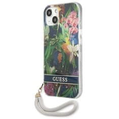 Guess GUESS GUHCP13MHFLSB IPHONE 13 / 14 / 15 6,1" MODRO/MODRÉ PEVNÉ POUZDRO FLOWER STRAP