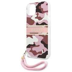 Guess GUESS GUHCP13MKCABPI IPHONE 13 / 14 / 15 6,1" RŮŽOVÉ/RŮŽOVÉ PEVNÉ POUZDRO CAMO STRAP COLLECTION