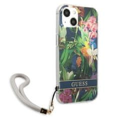 Guess GUESS GUHCP13MHFLSB IPHONE 13 / 14 / 15 6,1" MODRO/MODRÉ PEVNÉ POUZDRO FLOWER STRAP