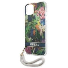 Guess GUESS GUHCP13MHFLSB IPHONE 13 / 14 / 15 6,1" MODRO/MODRÉ PEVNÉ POUZDRO FLOWER STRAP