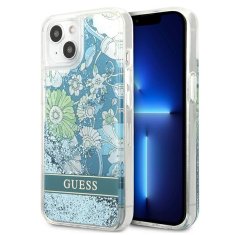 Guess GUESS GUHCP13SLFLSN IPHONE 13 MINI 5,4" ZELENÝ/ZELENÝ PEVNÝ OBAL FLOWER LIQUID GLITTER