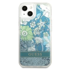 Guess GUESS GUHCP13SLFLSN IPHONE 13 MINI 5,4" ZELENÝ/ZELENÝ PEVNÝ OBAL FLOWER LIQUID GLITTER