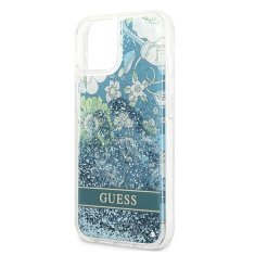 Guess GUESS GUHCP13SLFLSN IPHONE 13 MINI 5,4" ZELENÝ/ZELENÝ PEVNÝ OBAL FLOWER LIQUID GLITTER