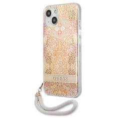 Guess GUESS GUHCP13SHFLSD IPHONE 13 MINI 5,4" ZLATÉ/ZLATÉ PEVNÉ POUZDRO FLOWER STRAP