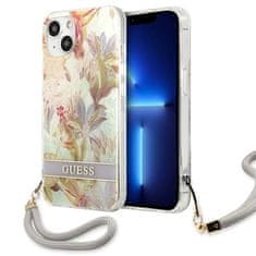 Guess GUESS GUHCP13SHFLSU IPHONE 13 MINI 5,4" FIALOVÉ/FIALOVÉ PEVNÉ POUZDRO FLOWER STRAP