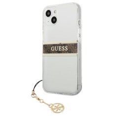 Guess GUESS GUHCP13SKB4GBR IPHONE 13 MINI 5,4" PRŮHLEDNÝ PEVNÝ OBAL 4G BROWN STRAP CHARM