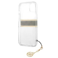 Guess GUESS GUHCP13SKB4GBR IPHONE 13 MINI 5,4" PRŮHLEDNÝ PEVNÝ OBAL 4G BROWN STRAP CHARM