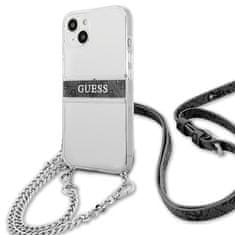 Guess GUESS GUHCP13SKC4GBSI IPHONE 13 MINI 5,4" PRŮHLEDNÝ PEVNÝ OBAL 4G ŠEDÝ ŘEMÍNEK STŘÍBRNÝ ŘETÍZEK