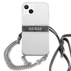 Guess GUESS GUHCP13SKC4GBSI IPHONE 13 MINI 5,4" PRŮHLEDNÝ PEVNÝ OBAL 4G ŠEDÝ ŘEMÍNEK STŘÍBRNÝ ŘETÍZEK