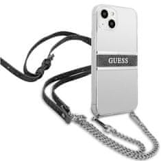 Guess GUESS GUHCP13SKC4GBSI IPHONE 13 MINI 5,4" PRŮHLEDNÝ PEVNÝ OBAL 4G ŠEDÝ ŘEMÍNEK STŘÍBRNÝ ŘETÍZEK