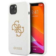 Guess GUESS GUHCP13SLS4GGWH IPHONE 13 MINI 5,4" BÍLÝ/BÍLÝ PEVNÝ OBAL SILIKONOVÉ 4G LOGO