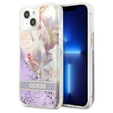 Guess GUESS GUHCP13SLFLSU IPHONE 13 MINI 5,4" FIALOVÝ/FIALOVÝ PEVNÝ OBAL FLOWER LIQUID GLITTER