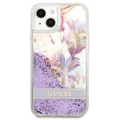 Guess GUESS GUHCP13SLFLSU IPHONE 13 MINI 5,4" FIALOVÝ/FIALOVÝ PEVNÝ OBAL FLOWER LIQUID GLITTER