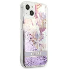 Guess GUESS GUHCP13SLFLSU IPHONE 13 MINI 5,4" FIALOVÝ/FIALOVÝ PEVNÝ OBAL FLOWER LIQUID GLITTER