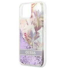 Guess GUESS GUHCP13SLFLSU IPHONE 13 MINI 5,4" FIALOVÝ/FIALOVÝ PEVNÝ OBAL FLOWER LIQUID GLITTER