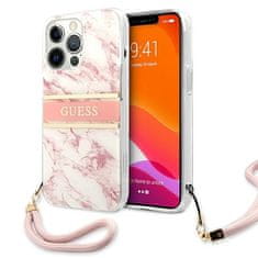 Guess GUESS GUHCP13XKMABPI IPHONE 13 PRO MAX 6,7" RŮŽOVÉ/RŮŽOVÉ PEVNÉ POUZDRO MARBLE STRAP COLLECTION