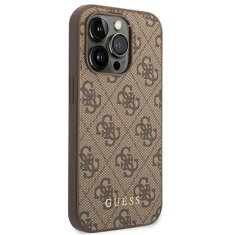 Guess GUESS GUHCP14XG4GFBR IPHONE 14 PRO MAX 6,7" HNĚDÉ/HNĚDÉ PEVNÉ POUZDRO 4G KOVOVÉ ZLATÉ LOGO