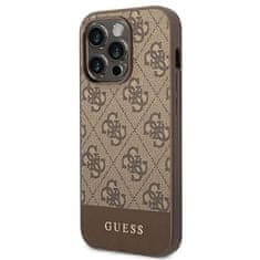 Guess GUESS GUHCP14LG4GLBR IPHONE 14 PRO 6,1" HNĚDÉ/HNĚDÉ PEVNÉ POUZDRO 4G STRIPE COLLECTION