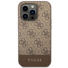 Guess GUESS GUHCP14LG4GLBR IPHONE 14 PRO 6,1" HNĚDÉ/HNĚDÉ PEVNÉ POUZDRO 4G STRIPE COLLECTION