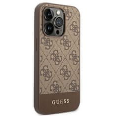 Guess GUESS GUHCP14LG4GLBR IPHONE 14 PRO 6,1" HNĚDÉ/HNĚDÉ PEVNÉ POUZDRO 4G STRIPE COLLECTION