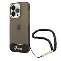 Guess GUESS GUHCP14XHGCOHK IPHONE 14 PRO MAX 6,7" ČERNO/ČERNÉ PEVNÉ POUZDRO TRANSLUCENT PEARL STRAP